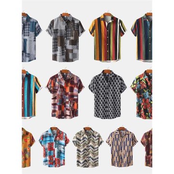 夏新款休閑夏威夷短袖花襯衫Hawaiian short sleeve floral shirt