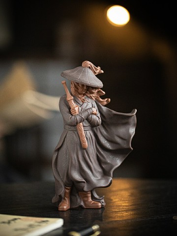 江湖俠客陶瓷擺件禪意古風人物工藝品家居博古架景觀造景裝飾擺設