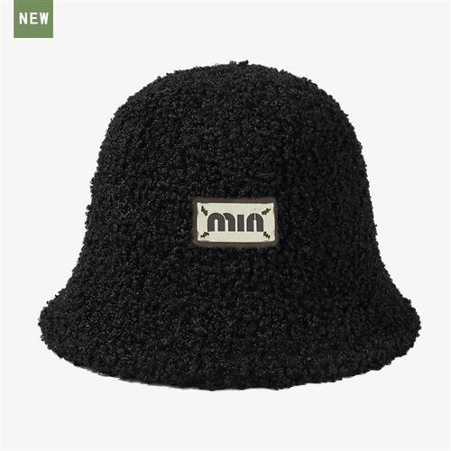 【米蘭精品】毛帽漁夫帽-羊羔毛簡約布標保暖顯臉小女帽子6色74ig28