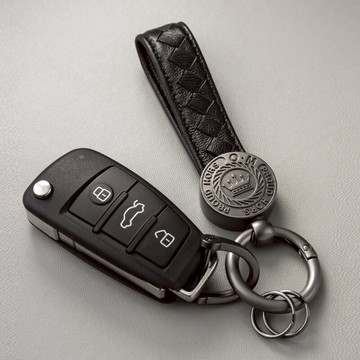 簡約小羊皮繩鑰匙扣掛件創意性汽車鏈鎖匙圈環男女情侶一對掛飾