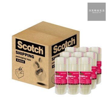 3M Scotch大管芯OPP透明封箱膠帶/48mmx36M/6捲x9束/箱/3010-6T