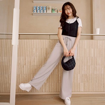 OB嚴選 不易皺腰鬆緊綁帶休閒直筒褲 《BA7714》大尺碼/女裝/現貨