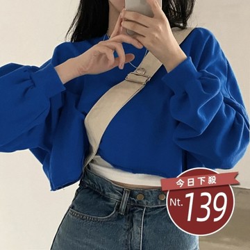 【台灣發貨】韓版寬鬆短版上衣 長袖上衣 長袖t恤 衣服 女裝 上衣【W383】