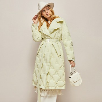 現貨+預購 真羽絨90%白鴨絨羽絨外套羽絨衣夾克-菱格縫線收腰長款防寒保暖女夾克2色74dg4【獨家進口】【米蘭精品】