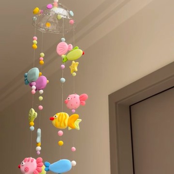 DIY💖馬卡龍色係扭扭棒DIY網紅小魚風鈴彩色毛根加粗加密情人節禮物交換禮物魔法扭扭棒 手作風鈴精美掛件手工作業 QXJ