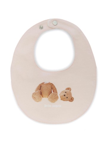 Palm Angels Kids - teddy bear-print bib - kids - Cotton/Polyester/Cotton - One Size - Pink