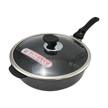 米雅可遠紅外線陶瓷寬底深型不沾平底鍋-32cm-附蓋-1支