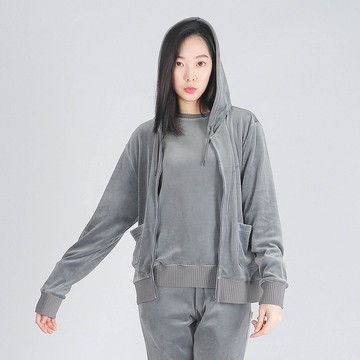 UMORFIL膠原蛋白珊瑚絨外套/居家服-深灰