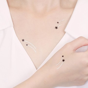 鑽石銀紋身貼紙 - 流星 2入 銀色紋身