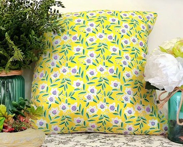北歐風格黃色花花圖案抱枕靠枕靠墊枕套