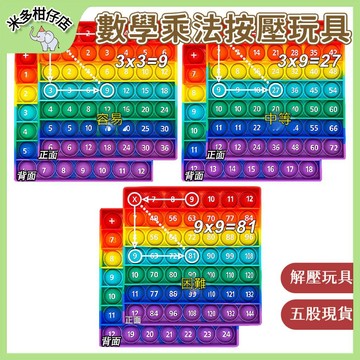 次日達🚀 兒童益智數學乘法按壓玩具 九九乘法表 彩鍵盤 推泡泡玩具  玩中學 色彩鮮艷 數學輔助學習 彩虹款  早教思維