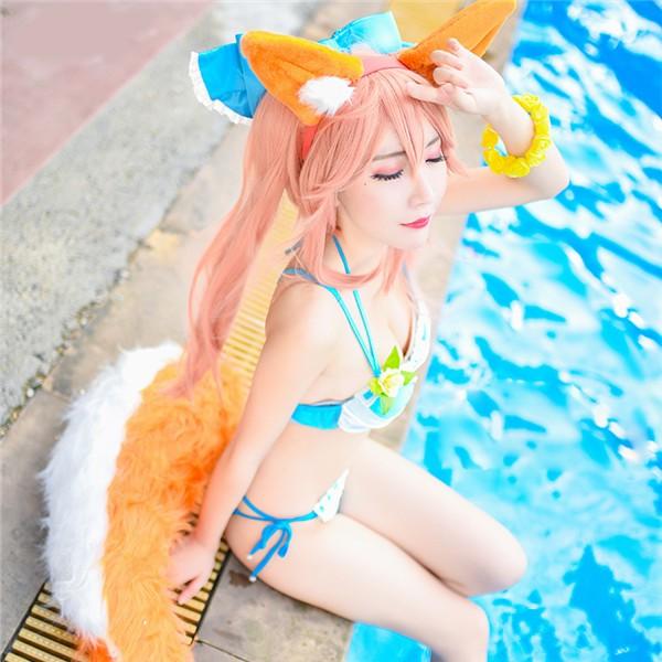 玉藻の前 Fate EXTELLA レーシング コスプレ 衣装 旗 耳 豪華な改良版 皮質Fate/EXTRA 玉藻の前 Racing Ver. コスプレ