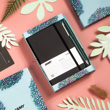 【雷雕免費刻字】獨家 / LAMY 鋼筆 A6 鋼筆用筆記本禮盒 - aion