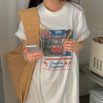 正韓T恤 大碼印花五分袖T恤FIE1141-創翊韓都