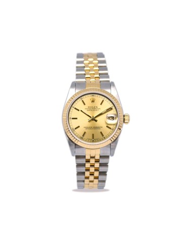 Rolex - 1990 pre-owned Oyster Perpetual Datejust 31mm - unisex - 18kt Yellow Gold/stainless steel - One Size - SILVER, GOLD