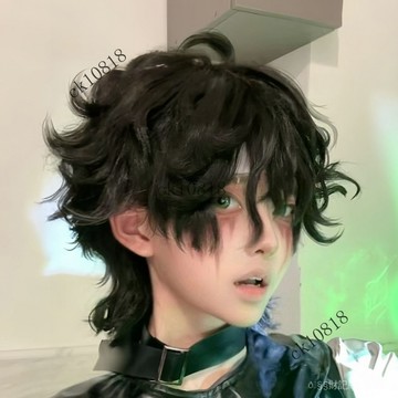 ✨可開發票#假毛男cos病患病嬌羊毛捲酷帥狼尾髮二次元第五人格長劉海全頭套#免運費