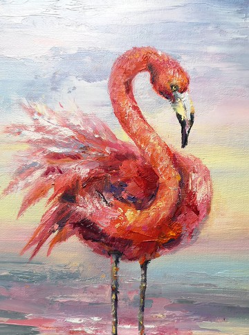Flamingo Painting Original oil painting on canvas 30x25 cm.