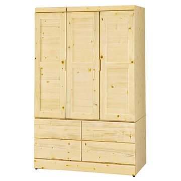 松木4X6尺四抽衣櫥