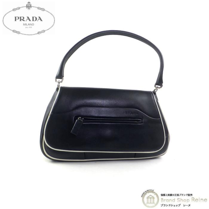 プラダ （PRADA） VITTELO BICOLOR ヴィテッロ・バイカラー 肩掛け ワンショルダー バッグ B10704 NERO×TALCO（中古）  | LINEブランドカタログ