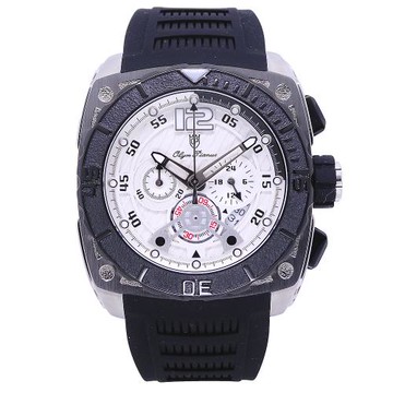 Olym Pianus 奧柏表 鋼鐵雄風時尚運動三眼計腕錶-白+銀殼-89016-3GB