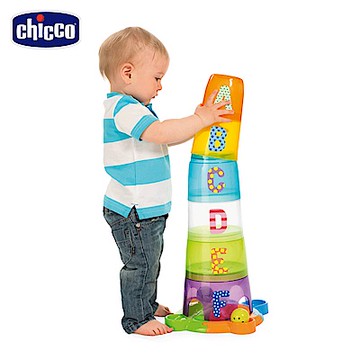 chicco官方直營-二合一字母遊戲疊疊杯
