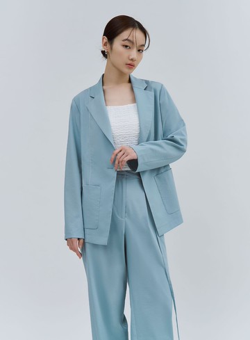 唯美湖水藍輕挺西裝外套