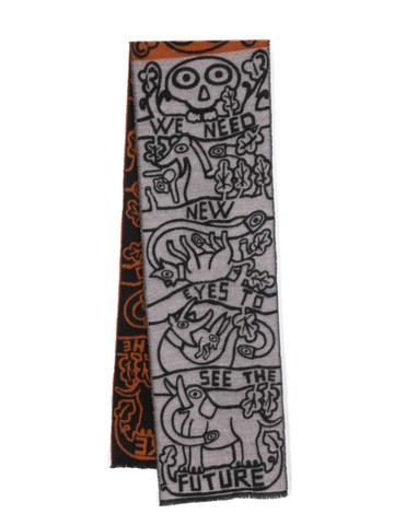 Walter Van Beirendonck - New Eyes wool scarf - unisex - Wool - One Size - Orange
