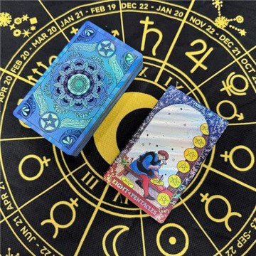 鐳射星運塔羅牌 新手初學者入門全套卡牌pet材質新款金箔塔羅牌