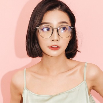 都會漫步TR90輕量圓框金屬鏡腳UV400濾藍光眼鏡
