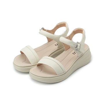 LUZZI 橫帶銀釦涼鞋 米白 女鞋