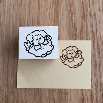 午睡雪納瑞印章 木製印章 狗狗・文具・手帳裝飾【印章/午睡雪納瑞 30×25】