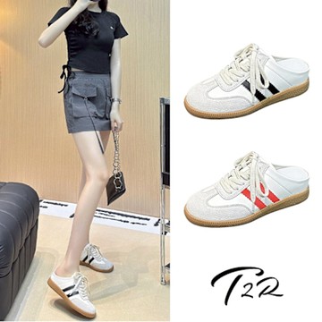 T2R-正韓空運-復古德訓內增高穆勒鞋-增高約5.5公分-黑/紅