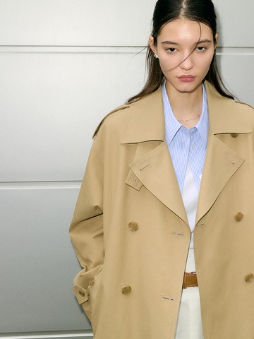 BASIC COTTON TRENCH COAT(sand beige)
