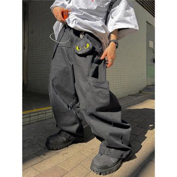 Aurocean 搭配王者水洗黑色工裝褲 370克純棉解構設計堆疊感長褲