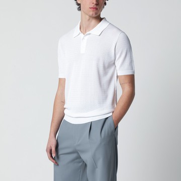 White openwork cotton polo