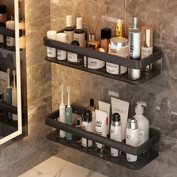 免打孔衛生間浴室置物架 壁掛式廁所洗手間洗漱臺用品牆上收納架子浴室收納架