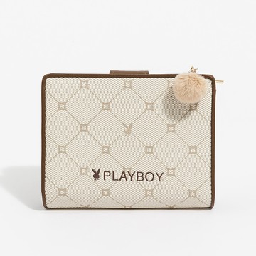 PLAYBOY - 短夾  Bunny Lattice系列 - 咖啡色