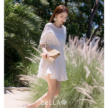 【1+1優惠】BeLLA 美式休閒短洋裝 白色