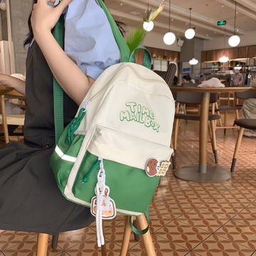 新款小眾簡約書包大學生學院風雙肩包女小清新上課雙肩包