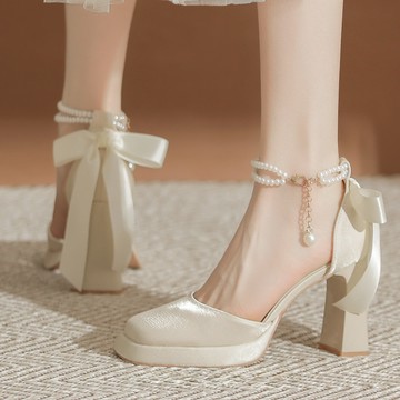 【慕一ONE】高跟鞋2025年淺口女粗跟中跟單鞋 瑪麗珍方頭防水臺新款夏法式蝴蝶結高跟涼鞋 跟鞋 瑪麗珍女鞋子女 粗跟鞋