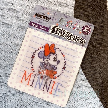 真愛日本 彩印 可重複貼掛勾 中 3kg 米妮花圈 迪士尼 重複貼 強力掛勾 不留痕掛鈎 超強無釘 置物架掛勾 衣架 掛鉤