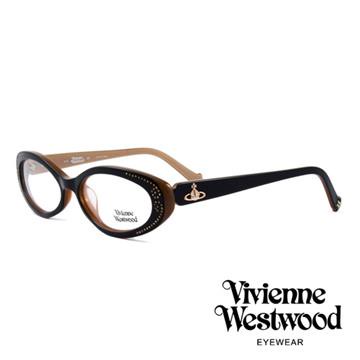 【Vivienne Westwood】英國薇薇安魏斯伍德★閃亮時尚晶鑽光學眼鏡(奶茶色 VW150M03)