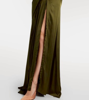 Blumarine Asymmetric lace-trimmed satin gown