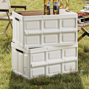 后備箱收納箱汽車車載整理箱車用露營箱戶外可折疊木蓋儲物箱置物