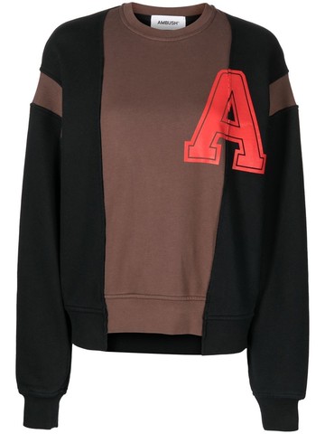 AMBUSH - collegiate-print patchwork sweatshirt - women - Cotton - M - Black