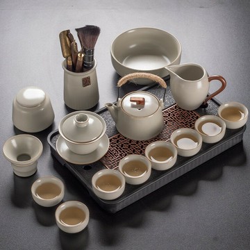 輕奢高檔茶具套裝家用新汝窯陶瓷蓋碗喝茶茶壺茶盤茶杯功夫泡茶具