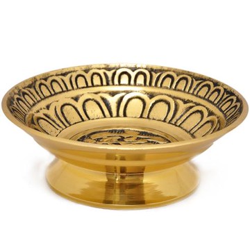 7寸銅碗形招財果盤高腳供佛果盤財神供盤果盤佛家佛具 用品