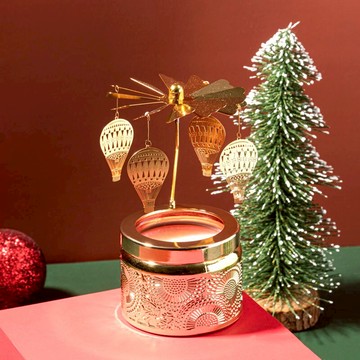 北歐浪漫熱氣球旋轉燭臺燭光晚餐道具家用蠟燭托盤輕奢擺件