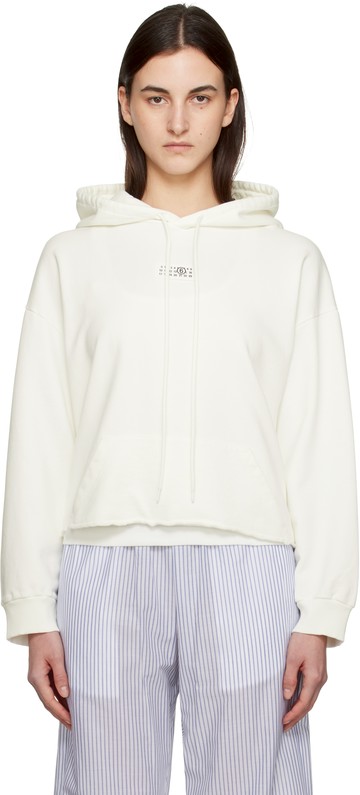 MM6 Maison Margiela 白色 Raw Hem 连帽衫