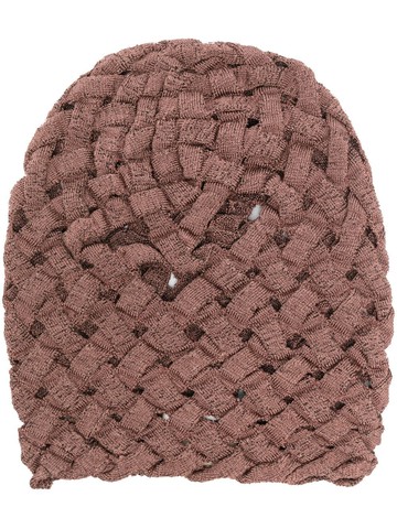 Isa Boulder - chunky-knit interwoven beanie - women - Rayon/Elastane - M - Brown